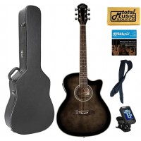 Oscar Schmidt OACEFTB Select Spruce Catalpa Auditorium Acoustic-Electric Guitar Case Bundle, OACEFTB CASEPACK   